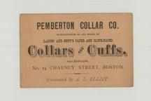 Pemberton Collar Co. 5, Perkins Collection 1850 to 1900 Advertising Cards